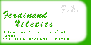 ferdinand miletits business card